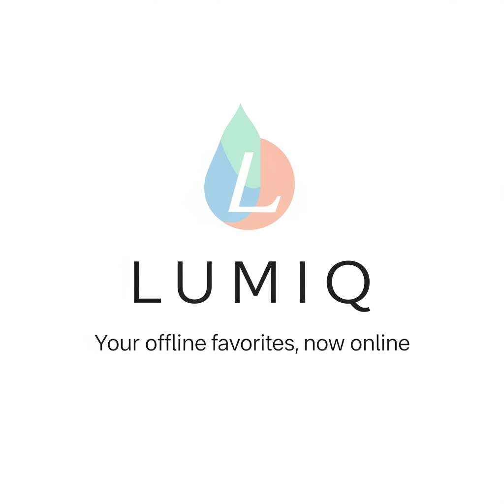 AI Design for generate a minimal logo to our skin care app , app name lumiq slogan your offline favoraites now online & transfer make it minimal make more professional
