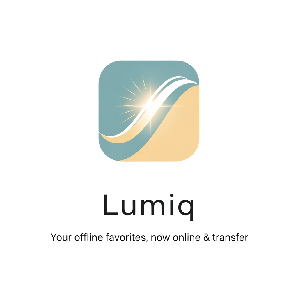 AI Design for generate a minimal logo to our skin care app , app name lumiq slogan your offline favoraites now online & transfer make it minimal