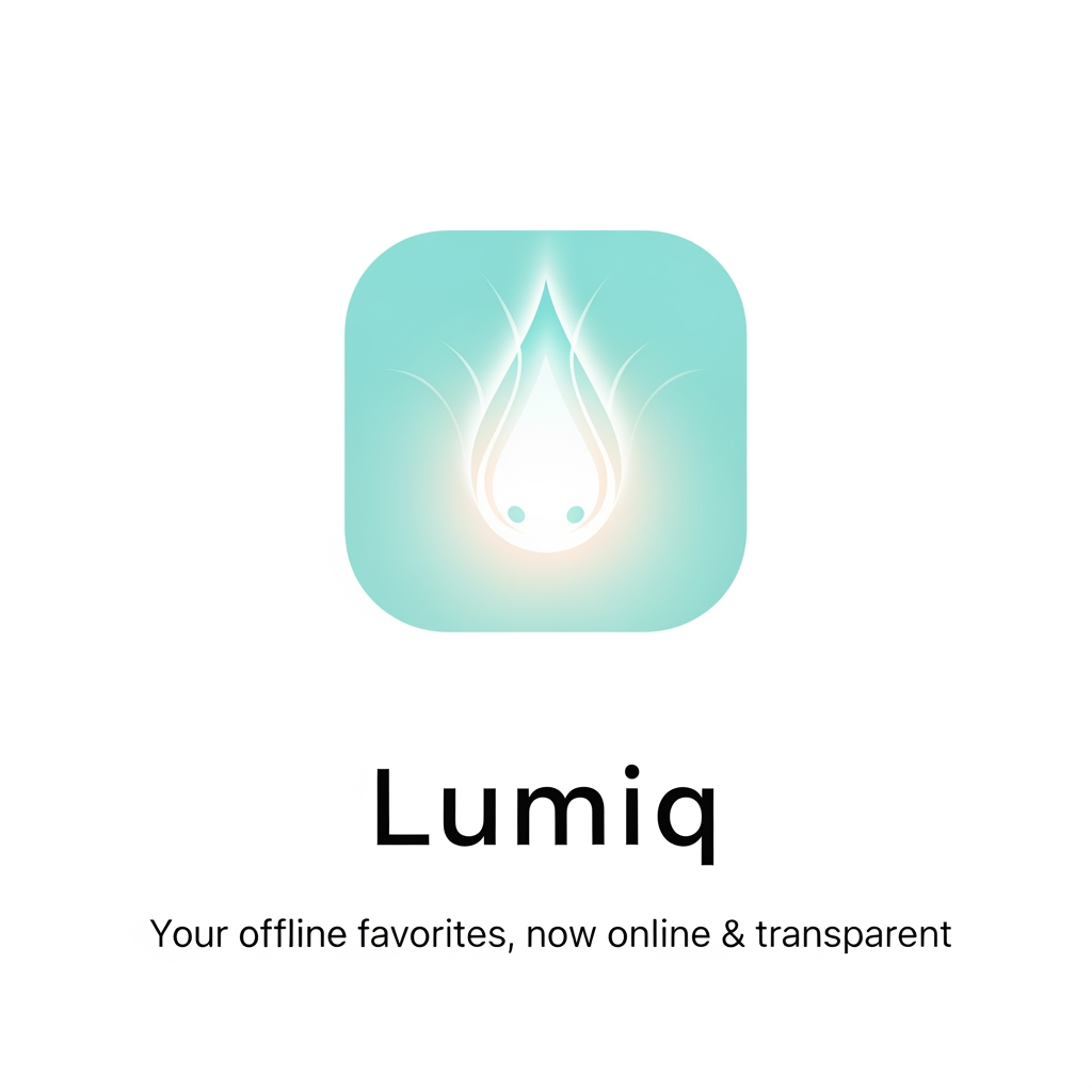 AI Design for generate a minimal logo to our skin care app , app name lumiq slogan your offline favoraites now online & transfer make it minimal