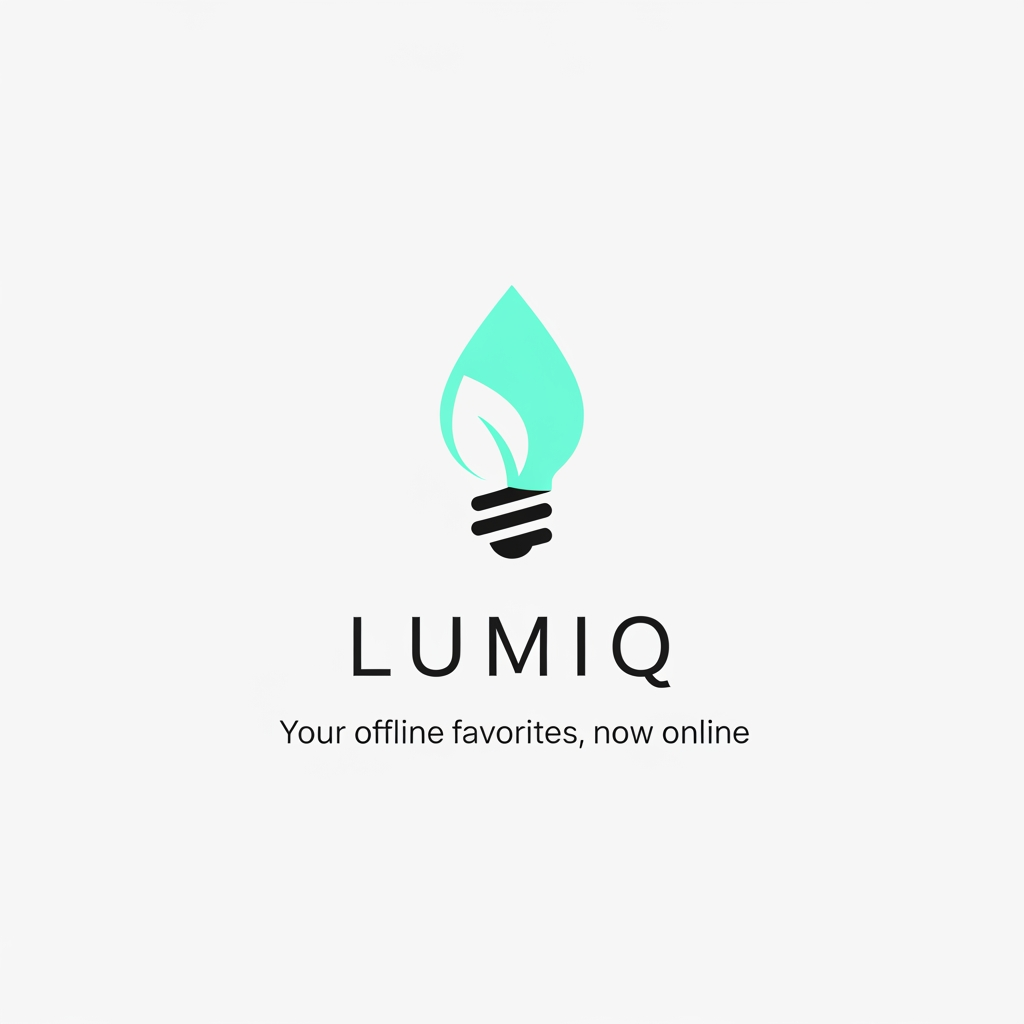 AI Design for generate a minimal logo to our skin care app , app name lumiq slogan your offline favoraites now online & transfer make it minimal
