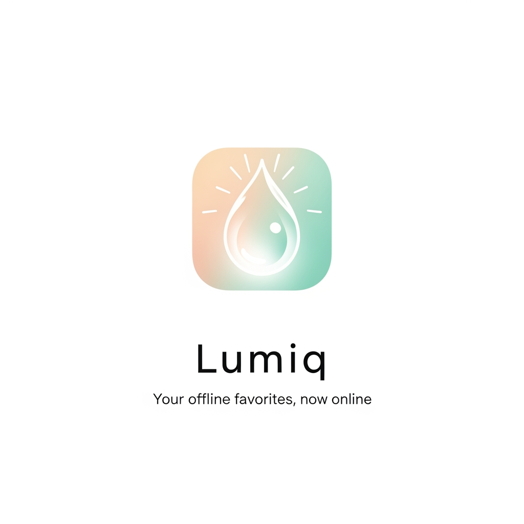 AI Design for generate a minimal logo to our skin care app , app name lumiq slogan your offline favoraites now online & transfer make it minimal