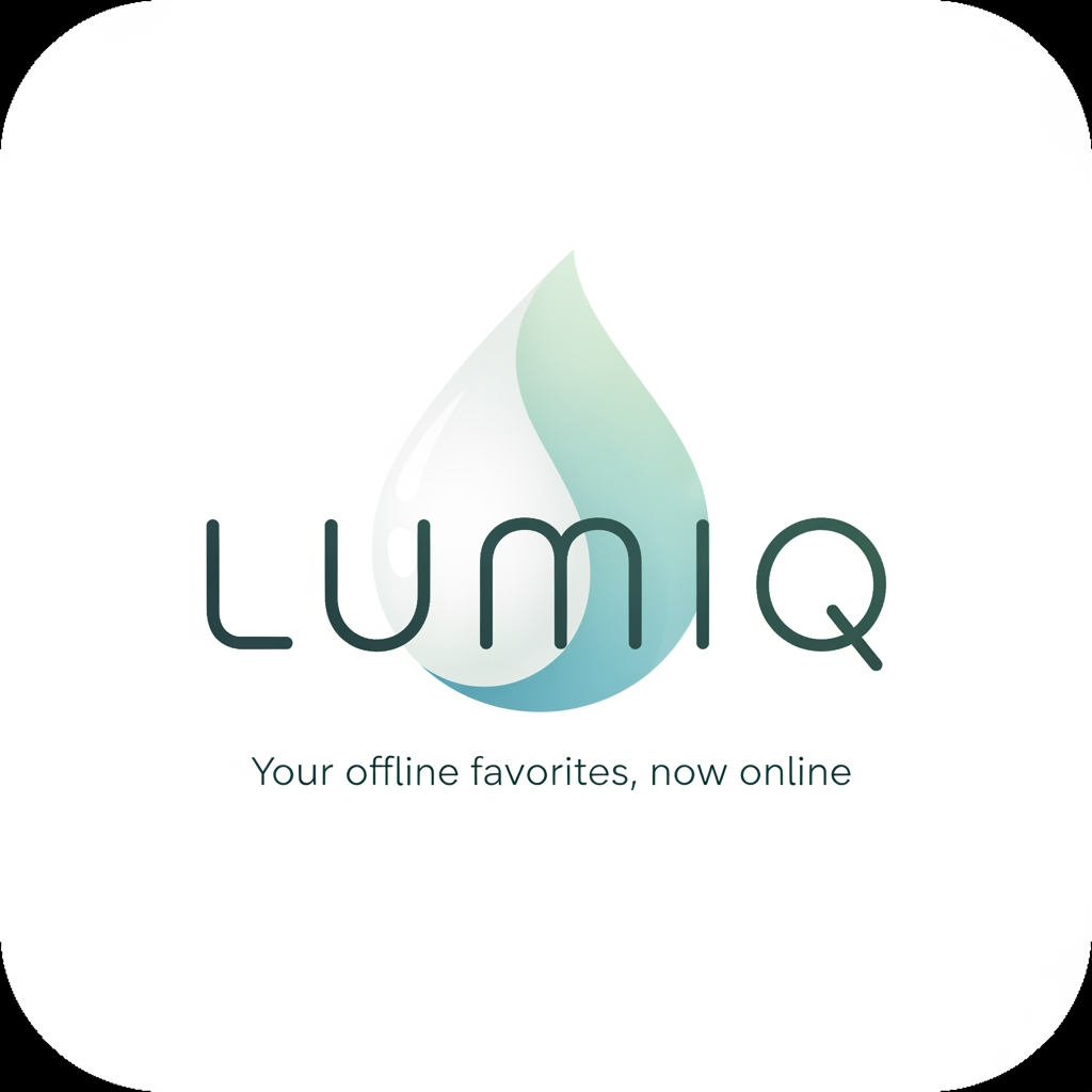 AI Design for generate a minimal logo to our skin care app , app name lumiq slogan your offline favoraites now online & transfer make it minimal