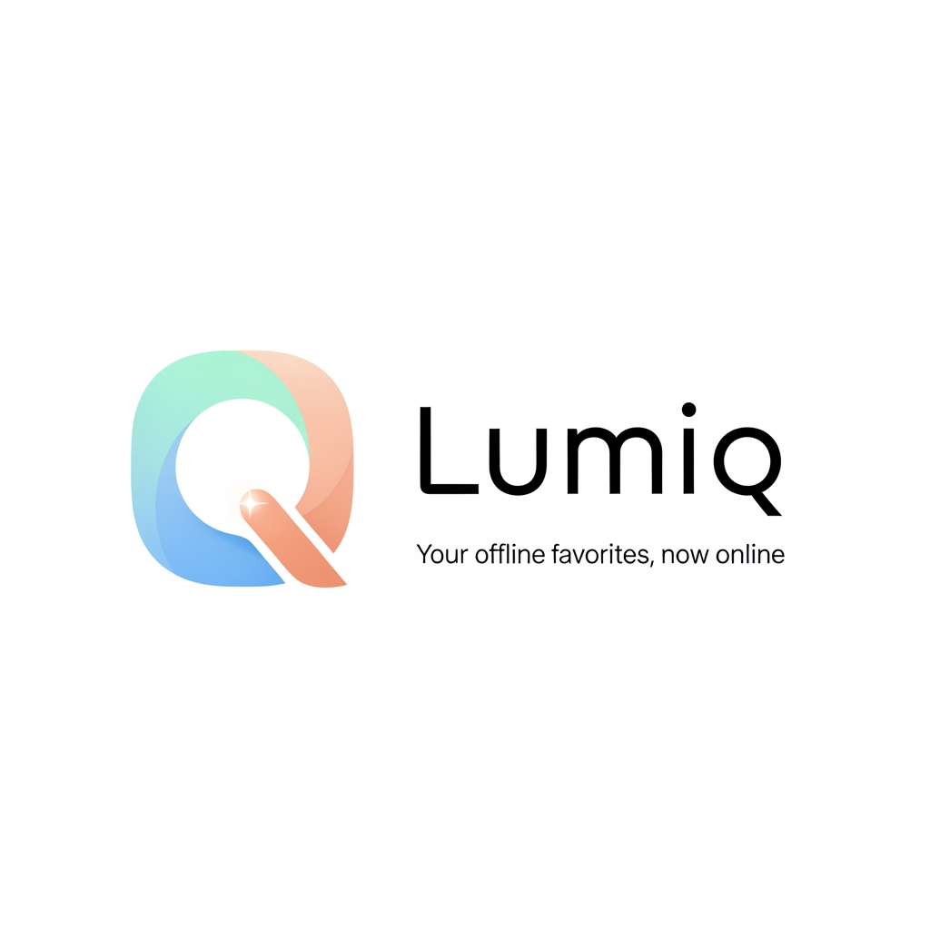 AI Design for generate a minimal logo to our skin care app , app name lumiq slogan your offline favoraites now online & transfer make it minimal