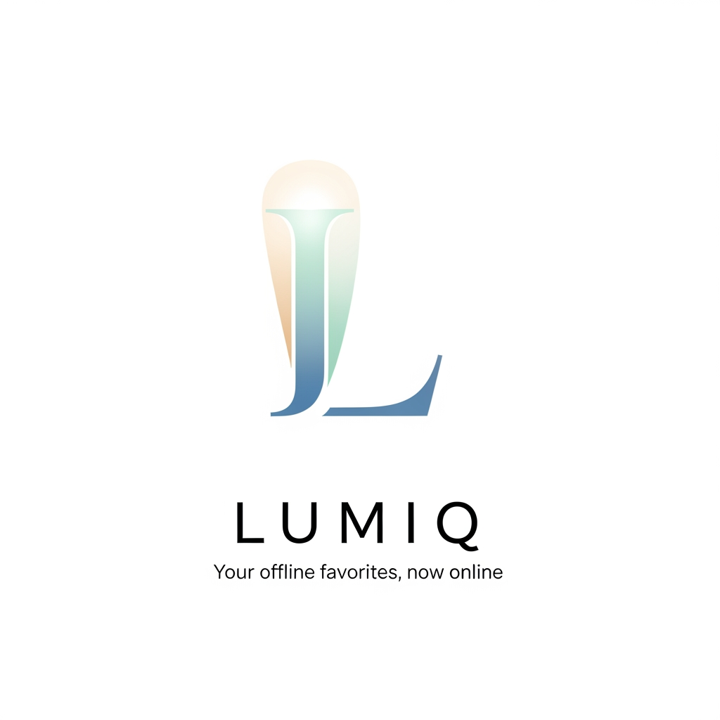 AI Design for generate a minimal logo to our skin care app , app name lumiq slogan your offline favoraites now online & transfer make it minimal