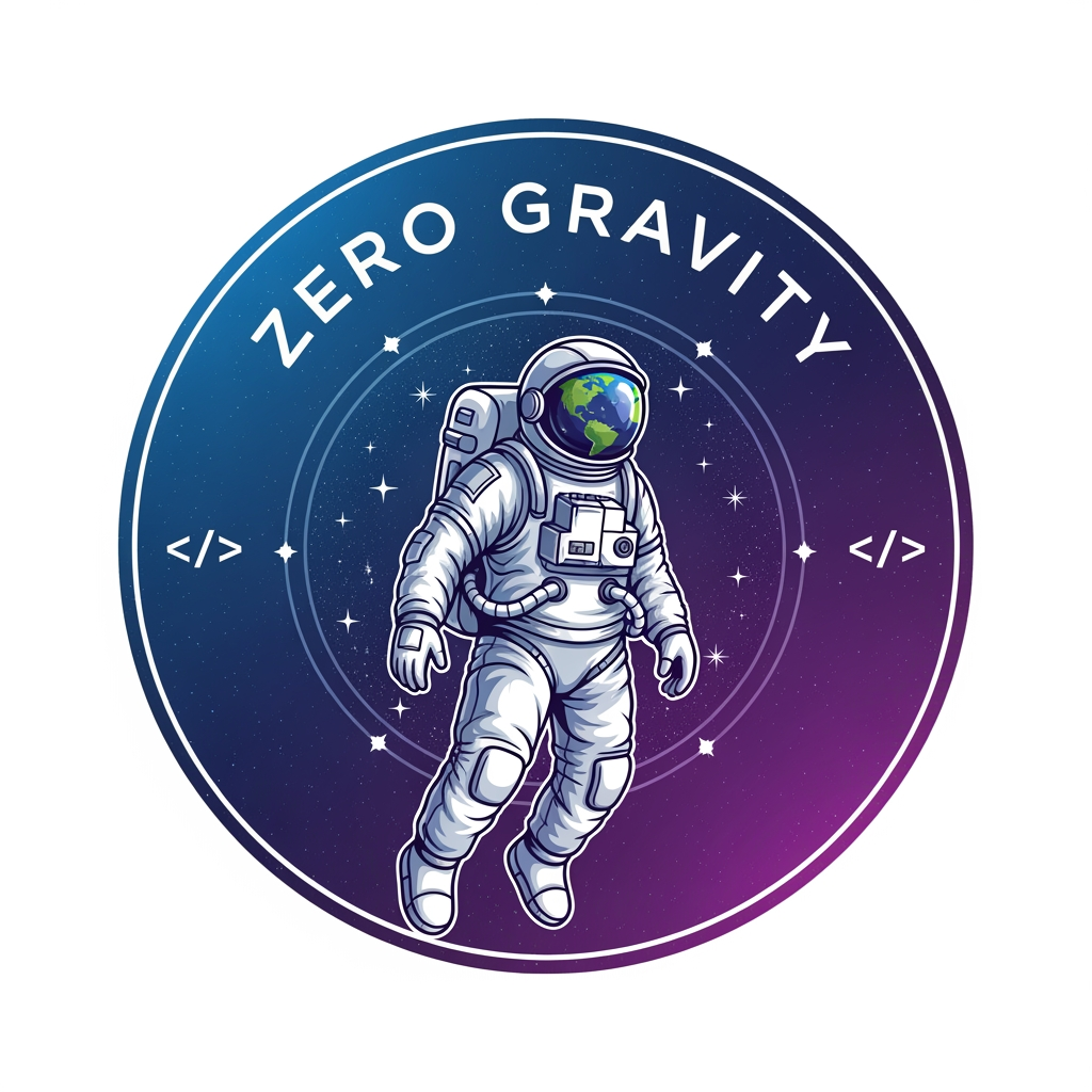 AI Design for logo for hackathron and the team name is zero gravity