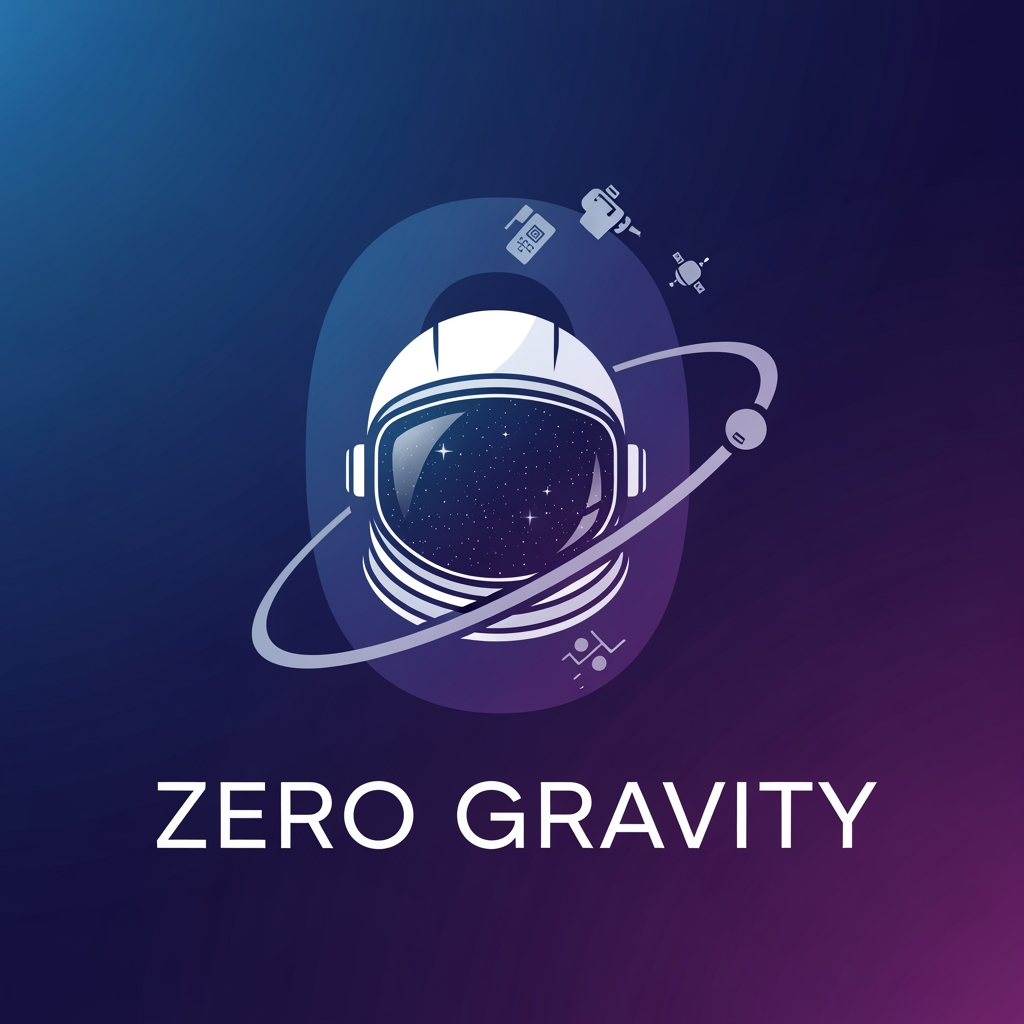 AI Design for logo for hackathron and the team name is zero gravity