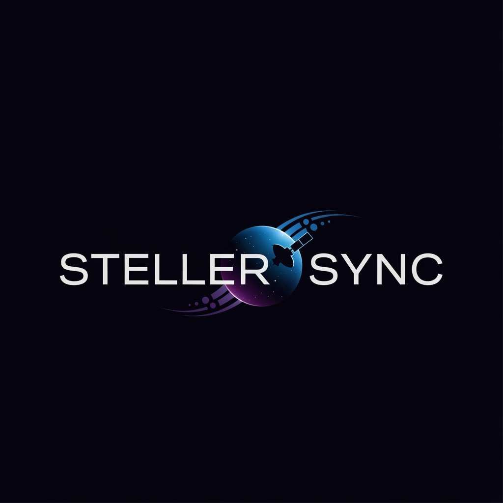 AI Design for give me logo for Steller sync for isro hackatron and give me in dark color 
no no not like this 
dont write isro hackathron 
i wanr that previous one only
