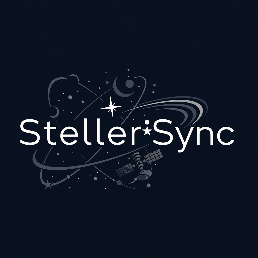 AI Design for give me logo for Steller sync for isro hackatron and give me in dark color 
no no not like this 
dont write isro hackathron