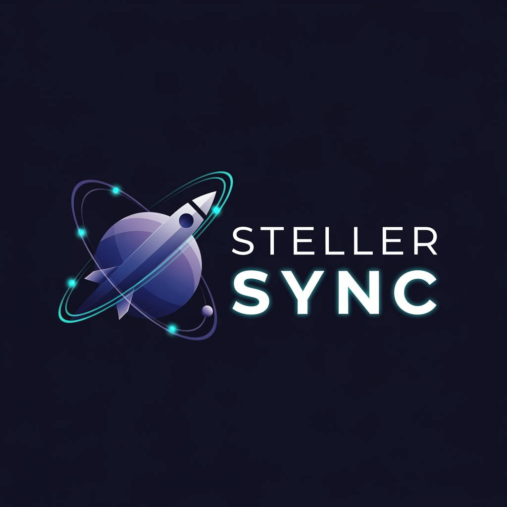 AI Design for give me logo for Steller sync for isro hackatron and give me in dark color 
no no not like this 
dont write isro hackathron 
i wanr that previous one only 
not this one yrr