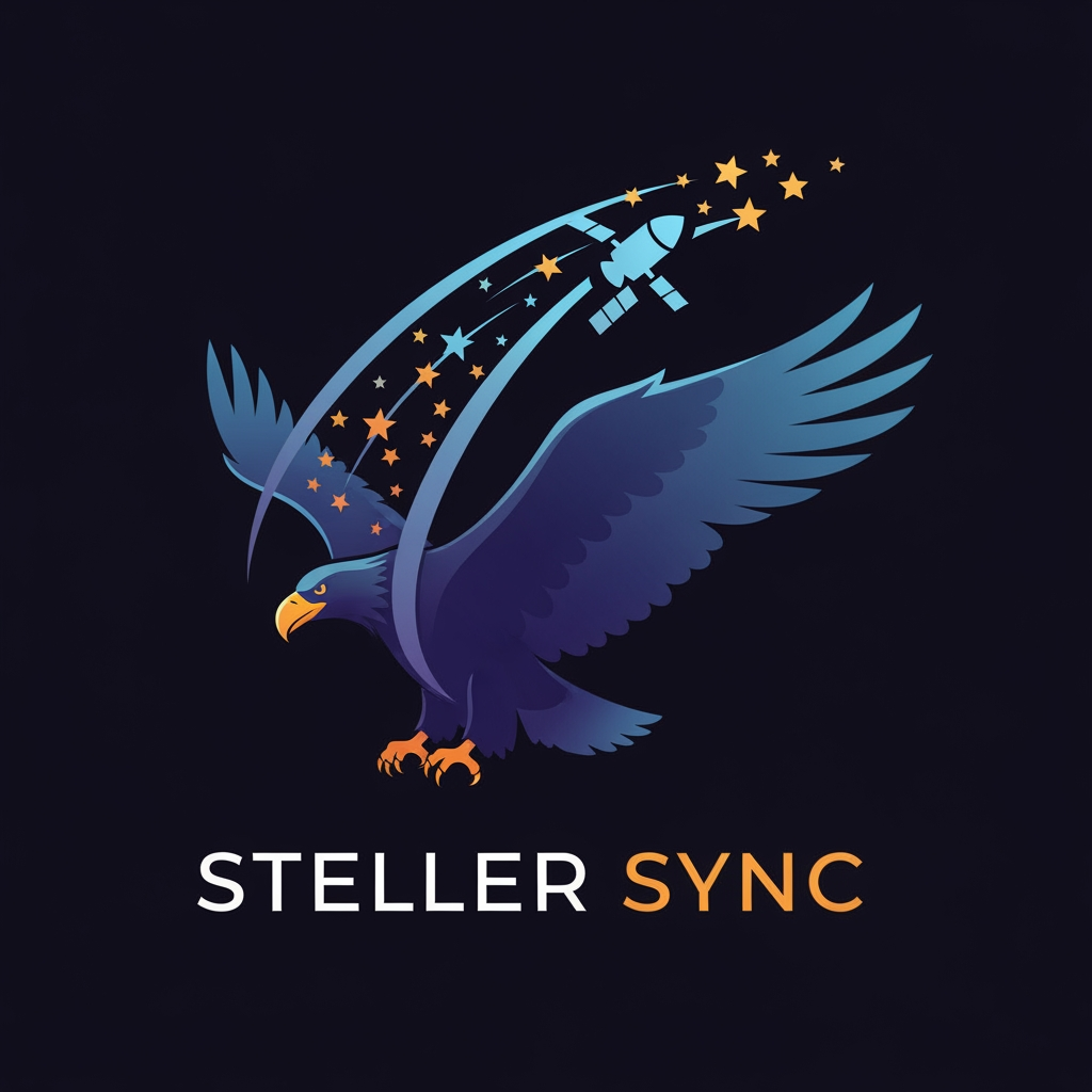 AI Design for give me logo for Steller sync for isro hackatron and give me in dark color 
no no not like this 
dont write isro hackathron 
i wanr that previous one only