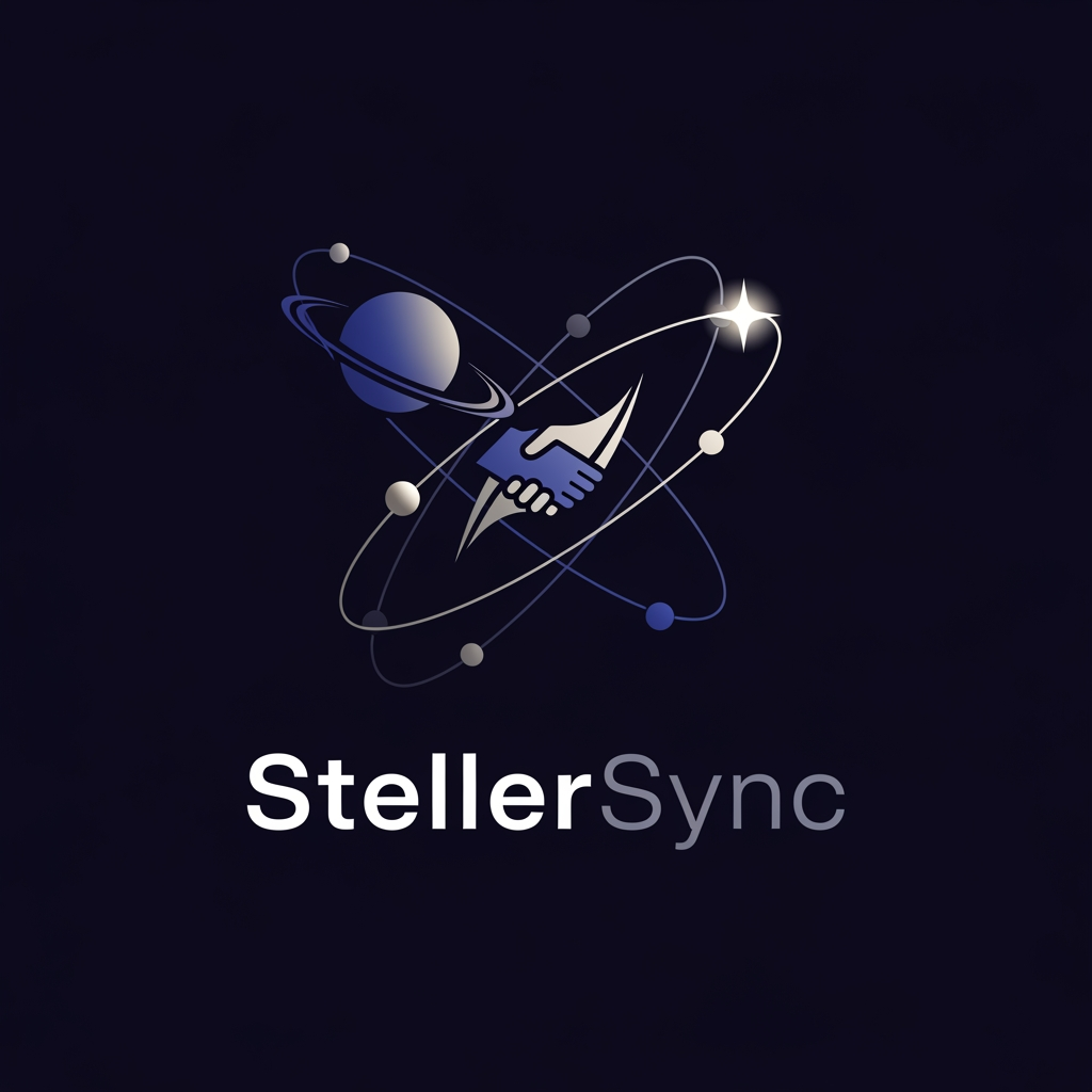AI Design for give me logo for Steller sync for isro hackatron and give me in dark color 
no no not like this 
dont write isro hackathron