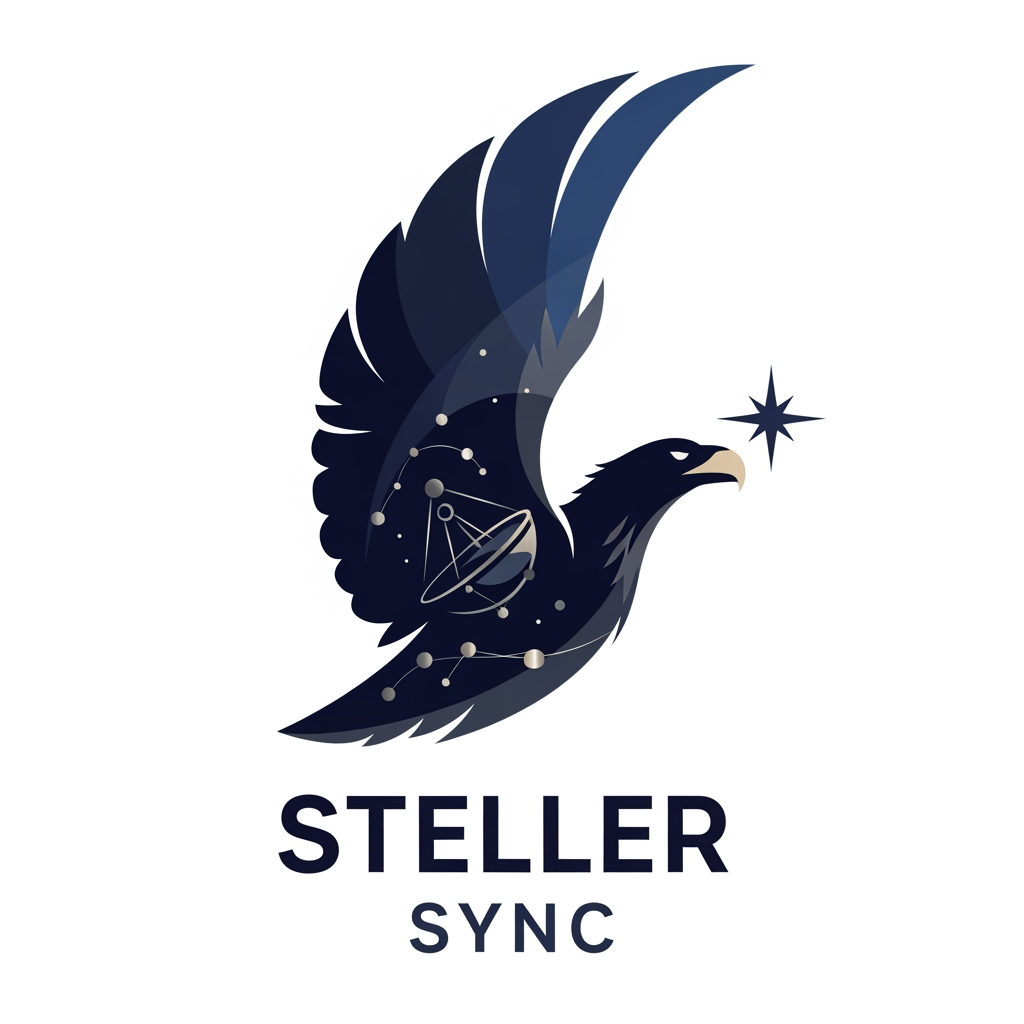 AI Design for give me logo for Steller sync for isro hackatron and give me in dark color 
no no not like this 
dont write isro hackathron 
i wanr that previous one only
