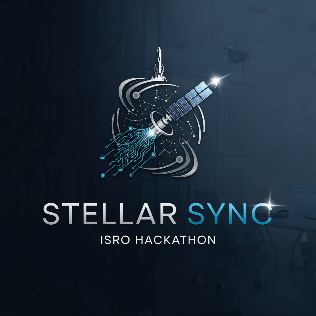 AI Design for give me logo for Steller sync for isro hackatron and give me in dark color 
no no not like this