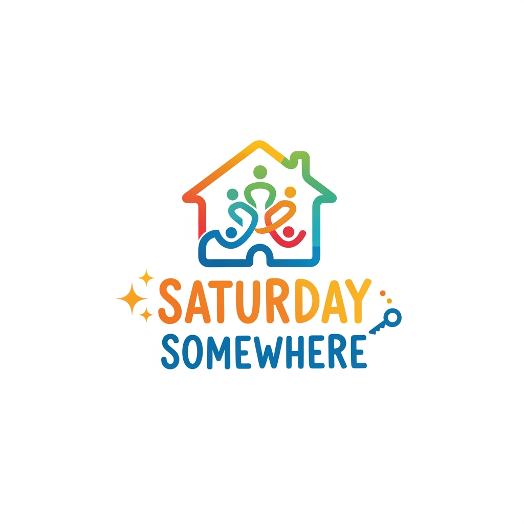 AI Design for saturday somewhere is a party house where strangers meet each other at a private bnb i need a logo