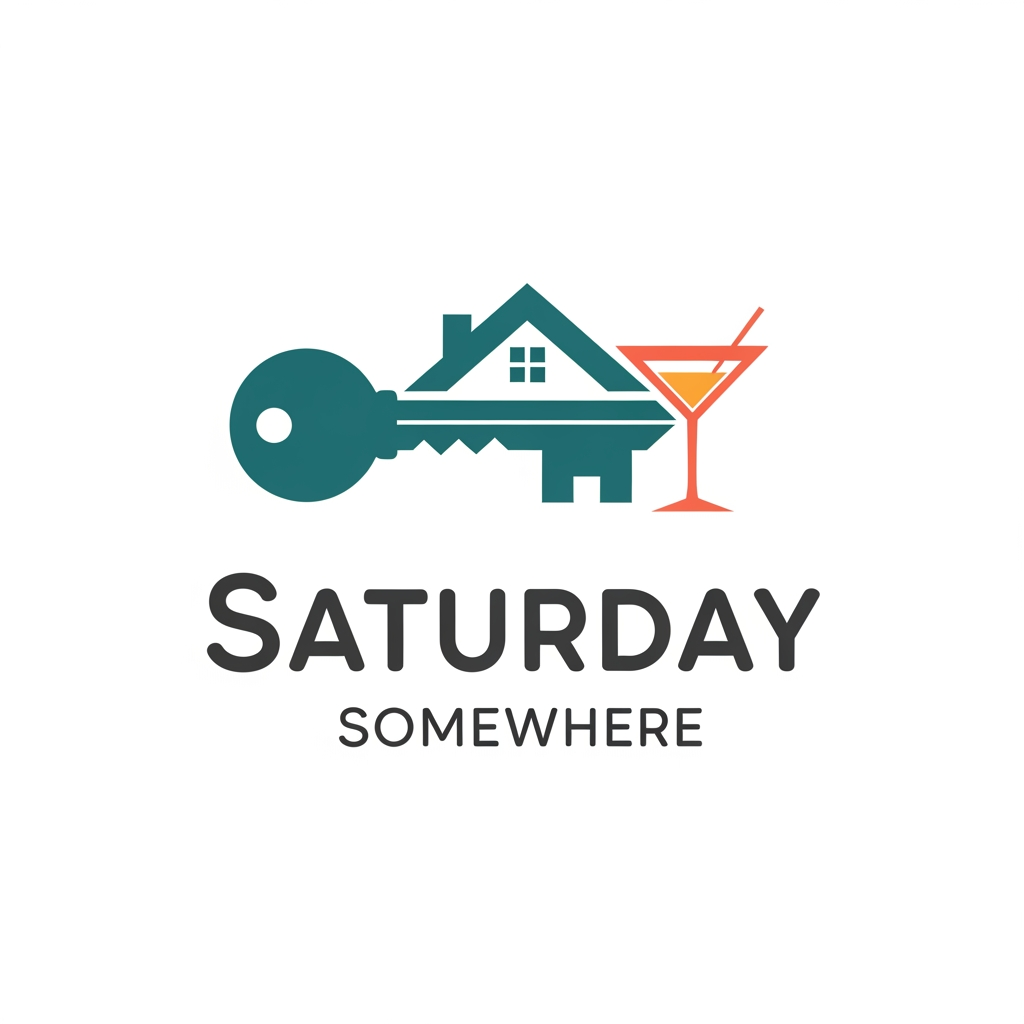 AI Design for saturday somewhere is a party house where strangers meet each other at a private bnb i need a logo