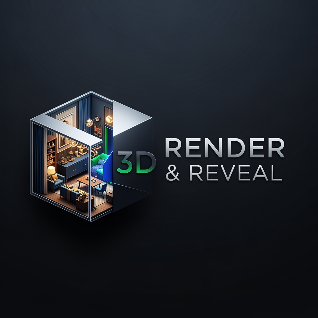 AI Design for I DO 3D INTERIOR DESIGNING FREE LANCING PROJECTS AND I HAVE CHOSE A NAME 3D RENDER & REVEAL SO I WANT LOGO FOR THAT