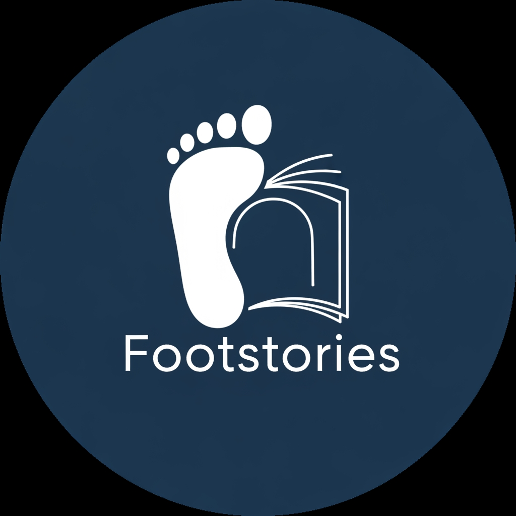AI Design for create an youtube channel icon for channel name "Footstories"