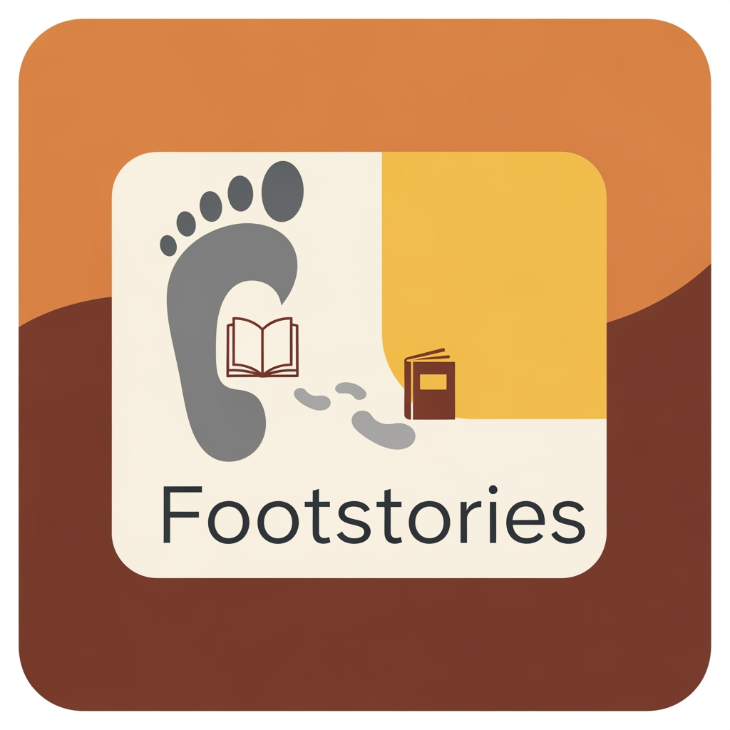 AI Design for create an youtube channel icon for channel name "Footstories"