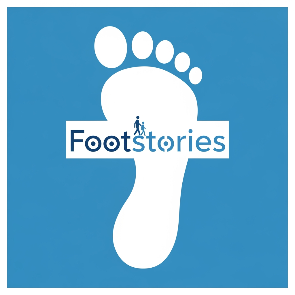 AI Design for create an youtube channel icon for channel name "Footstories"