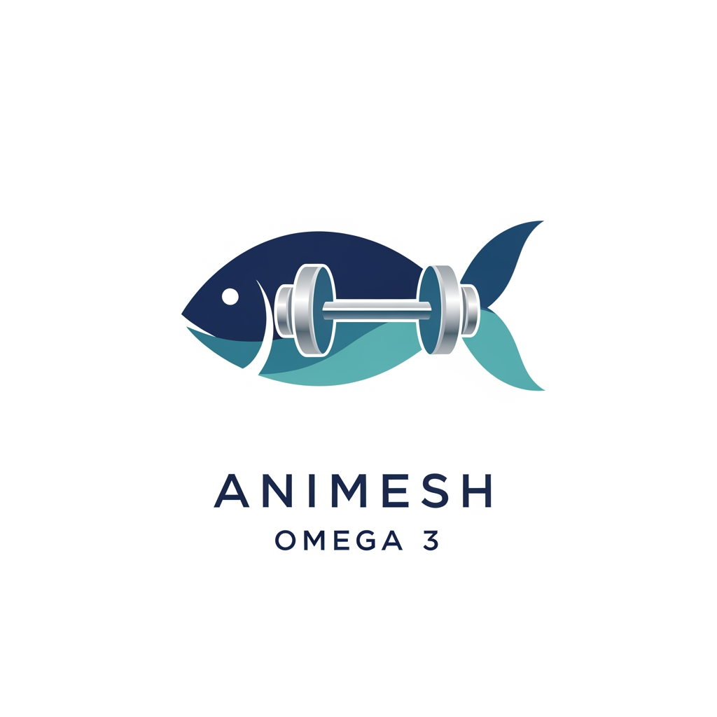 AI Design for i need a omega 3 capsules brand company logo name animesh use dumble in logo