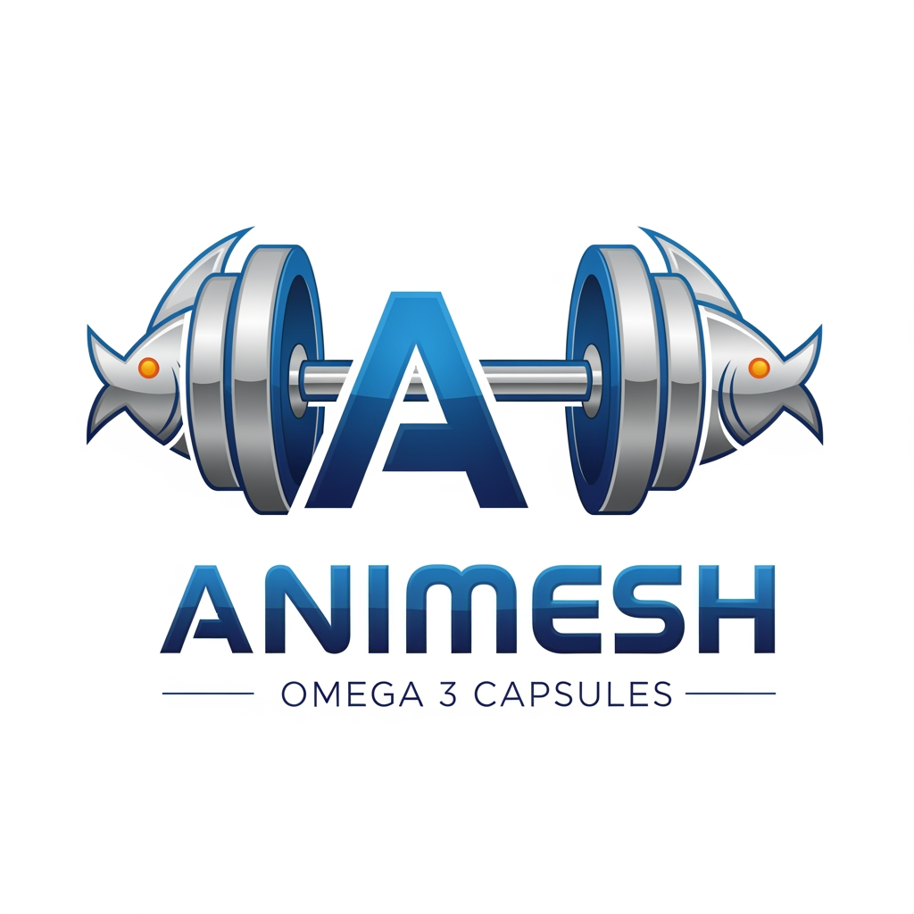 AI Design for i need a omega 3 capsules brand company logo name animesh use dumble in logo