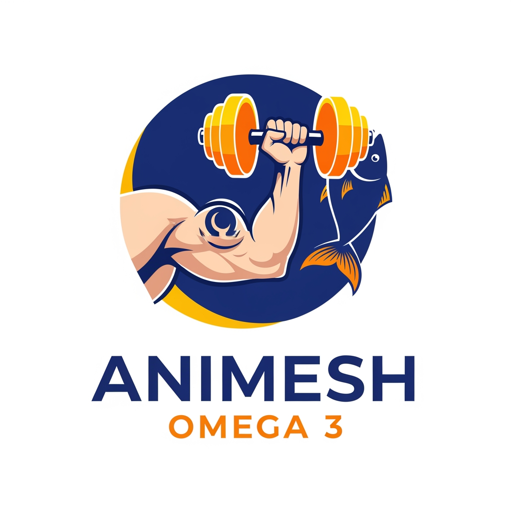 AI Design for i need a omega 3 capsules brand company logo name animesh use dumble in logo