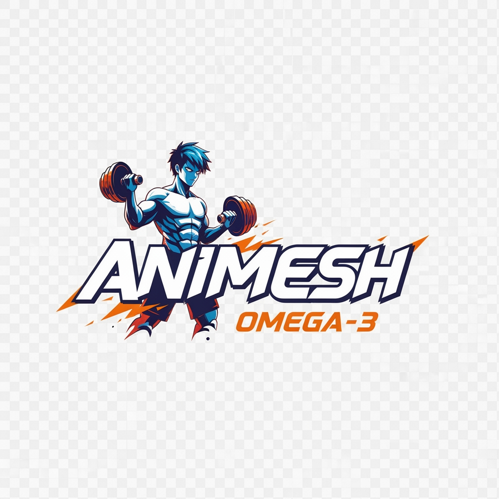 AI Design for i need a omega 3 capsules brand company logo name animesh use dumble in logo no background needed