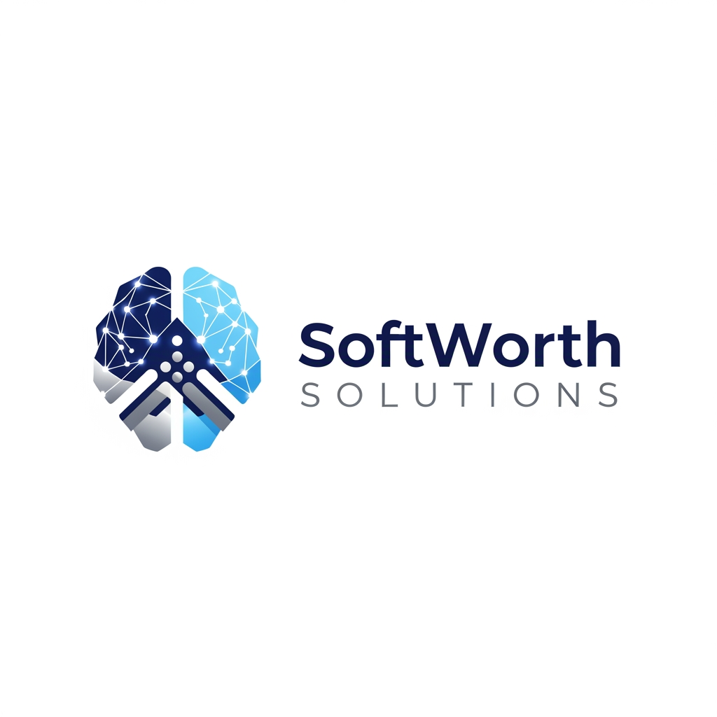 AI Design for https://softworthsolutions.com/ What We Do
Our AI Expertise
Comprehensive AI services designed to transform your business
Gen AI Applications
Custom AI applications tailored to your industry needs and workflows
Agentic AI
Autonomous AI agents that perform complex multi-step tasks and decision-making
RAG Implementation
Retrieval-Augmented Generation for enhanced AI knowledge systems
LLM OPS
Complete lifecycle management for Large Language Model deployments
AI Best Practices
Industry-proven methodologies for successful AI implementation REFER THE COMPANY AND SERVICE PROVIDE ME LOGO idea for this company i need clean corporate professional logo design for this company give me more logo idea i want more more professional logo please provide our service related more professional dont go with the letters please