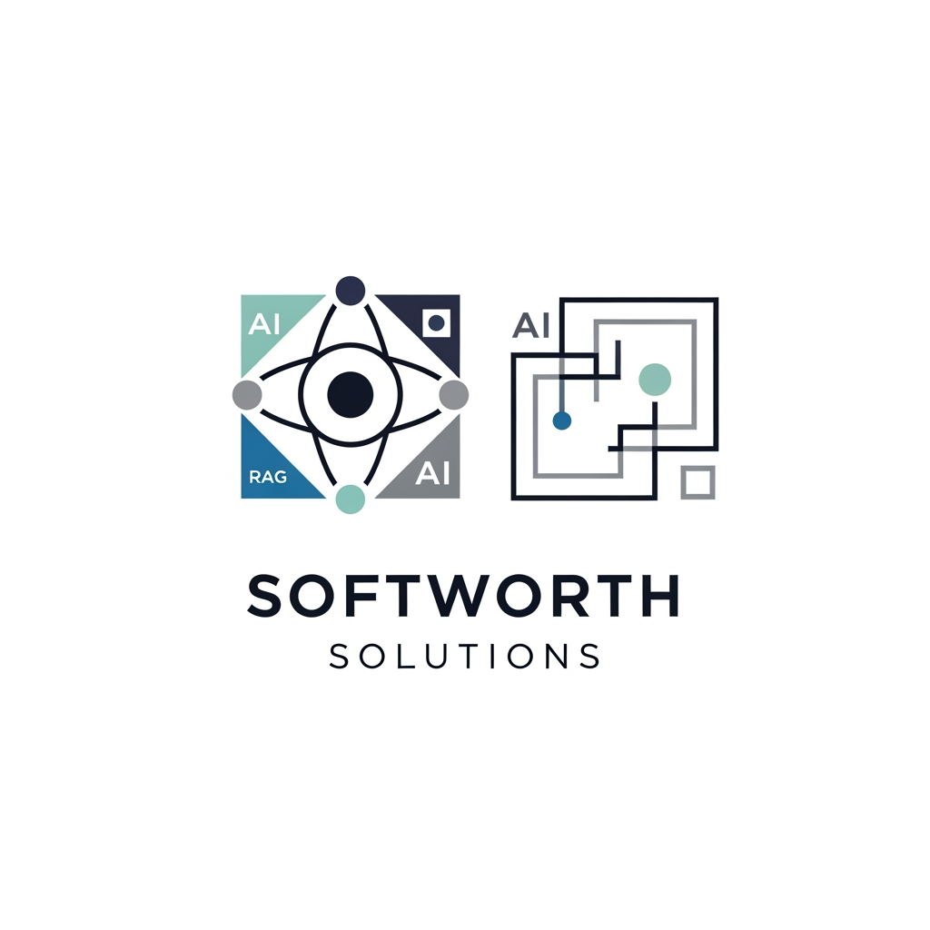 AI Design for https://softworthsolutions.com/ What We Do
Our AI Expertise
Comprehensive AI services designed to transform your business
Gen AI Applications
Custom AI applications tailored to your industry needs and workflows
Agentic AI
Autonomous AI agents that perform complex multi-step tasks and decision-making
RAG Implementation
Retrieval-Augmented Generation for enhanced AI knowledge systems
LLM OPS
Complete lifecycle management for Large Language Model deployments
AI Best Practices
Industry-proven methodologies for successful AI implementation REFER THE COMPANY AND SERVICE PROVIDE ME LOGO idea for this company i need clean corporate professional logo design for this company give me more logo idea i want more more professional logo please provide our service related more professional dont go with the letters please dont be too complicated i want geometric patterns like let be a simple one
