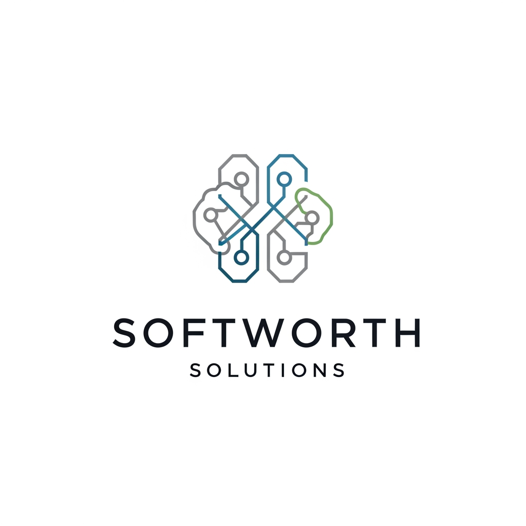 AI Design for https://softworthsolutions.com/ What We Do
Our AI Expertise
Comprehensive AI services designed to transform your business
Gen AI Applications
Custom AI applications tailored to your industry needs and workflows
Agentic AI
Autonomous AI agents that perform complex multi-step tasks and decision-making
RAG Implementation
Retrieval-Augmented Generation for enhanced AI knowledge systems
LLM OPS
Complete lifecycle management for Large Language Model deployments
AI Best Practices
Industry-proven methodologies for successful AI implementation REFER THE COMPANY AND SERVICE PROVIDE ME LOGO idea for this company i need clean corporate professional logo design for this company give me more logo idea i want more more professional logo please provide our service related more professional dont go with the letters please dont be too complicated i want geometric patterns like let be a simple one
