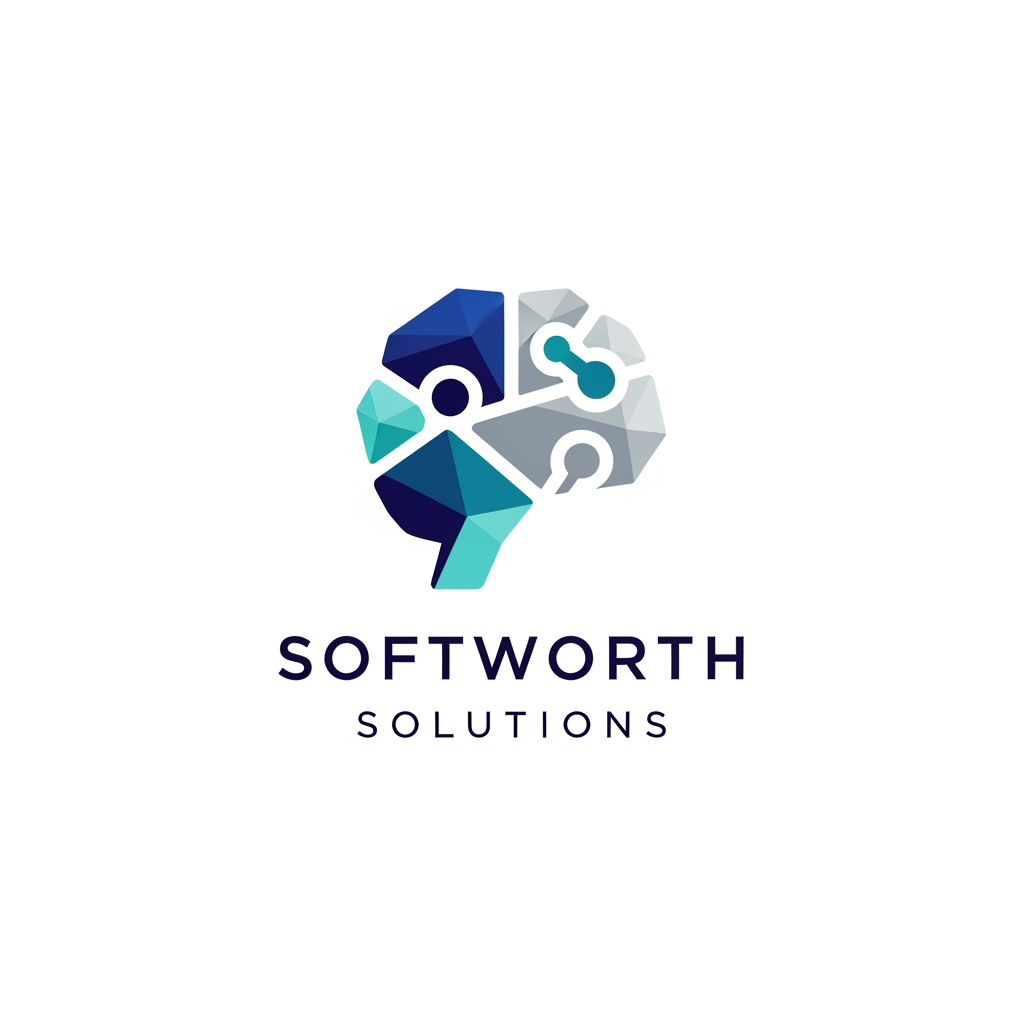 AI Design for https://softworthsolutions.com/ What We Do
Our AI Expertise
Comprehensive AI services designed to transform your business
Gen AI Applications
Custom AI applications tailored to your industry needs and workflows
Agentic AI
Autonomous AI agents that perform complex multi-step tasks and decision-making
RAG Implementation
Retrieval-Augmented Generation for enhanced AI knowledge systems
LLM OPS
Complete lifecycle management for Large Language Model deployments
AI Best Practices
Industry-proven methodologies for successful AI implementation REFER THE COMPANY AND SERVICE PROVIDE ME LOGO idea for this company i need clean corporate professional logo design for this company give me more logo idea i want more more professional logo please provide our service related more professional dont go with the letters please dont be too complicated i want geometric patterns like