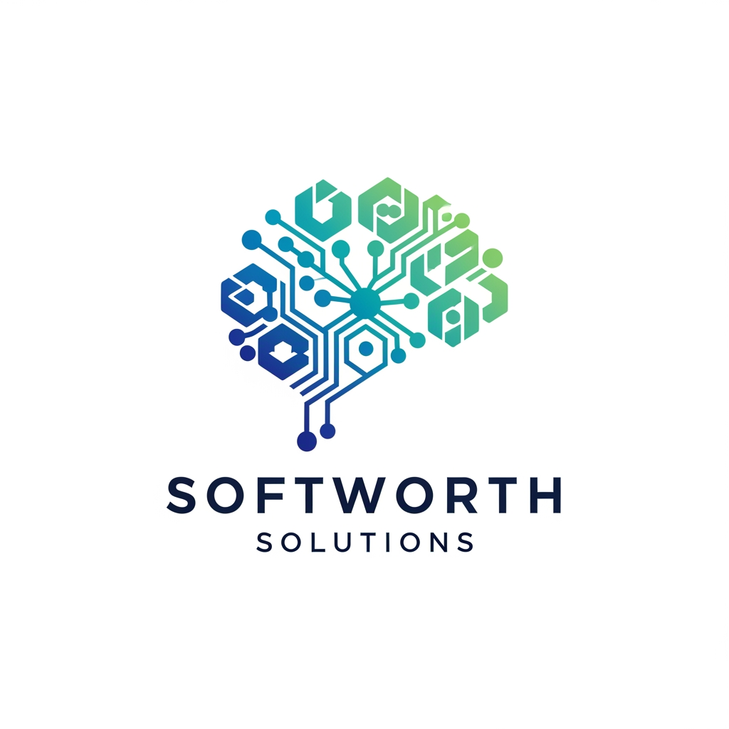 AI Design for https://softworthsolutions.com/ What We Do
Our AI Expertise
Comprehensive AI services designed to transform your business
Gen AI Applications
Custom AI applications tailored to your industry needs and workflows
Agentic AI
Autonomous AI agents that perform complex multi-step tasks and decision-making
RAG Implementation
Retrieval-Augmented Generation for enhanced AI knowledge systems
LLM OPS
Complete lifecycle management for Large Language Model deployments
AI Best Practices
Industry-proven methodologies for successful AI implementation REFER THE COMPANY AND SERVICE PROVIDE ME LOGO idea for this company i need clean corporate professional logo design for this company give me more logo idea i want more more professional logo please provide our service related more professional dont go with the letters please dont be too complicated i want geometric patterns like
