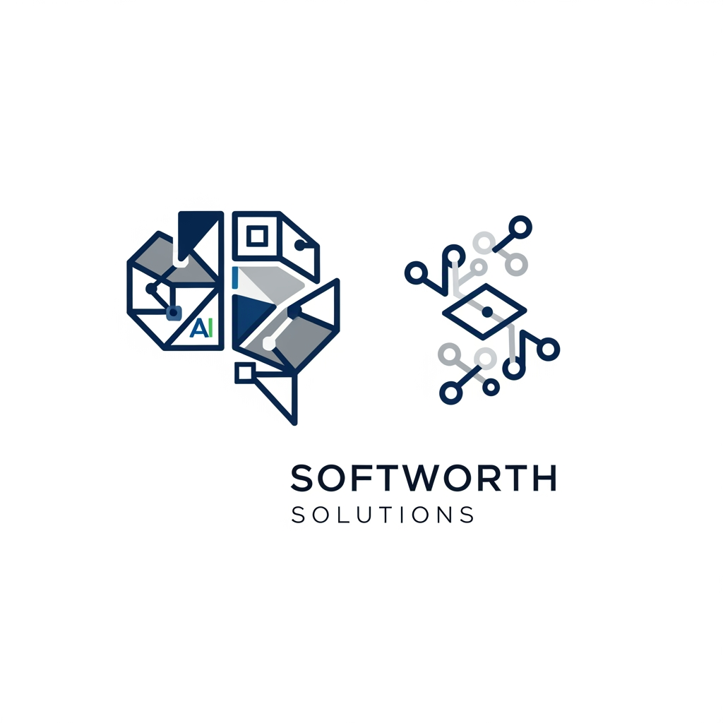 AI Design for https://softworthsolutions.com/ What We Do
Our AI Expertise
Comprehensive AI services designed to transform your business
Gen AI Applications
Custom AI applications tailored to your industry needs and workflows
Agentic AI
Autonomous AI agents that perform complex multi-step tasks and decision-making
RAG Implementation
Retrieval-Augmented Generation for enhanced AI knowledge systems
LLM OPS
Complete lifecycle management for Large Language Model deployments
AI Best Practices
Industry-proven methodologies for successful AI implementation REFER THE COMPANY AND SERVICE PROVIDE ME LOGO idea for this company i need clean corporate professional logo design for this company give me more logo idea i want more more professional logo please provide our service related more professional dont go with the letters please dont be too complicated i want geometric patterns like