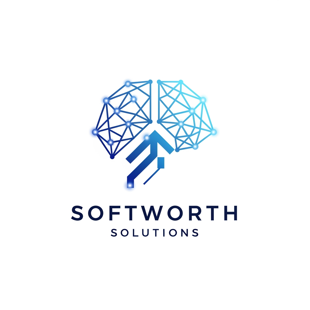 AI Design for https://softworthsolutions.com/ What We Do
Our AI Expertise
Comprehensive AI services designed to transform your business
Gen AI Applications
Custom AI applications tailored to your industry needs and workflows
Agentic AI
Autonomous AI agents that perform complex multi-step tasks and decision-making
RAG Implementation
Retrieval-Augmented Generation for enhanced AI knowledge systems
LLM OPS
Complete lifecycle management for Large Language Model deployments
AI Best Practices
Industry-proven methodologies for successful AI implementation REFER THE COMPANY AND SERVICE PROVIDE ME LOGO idea for this company i need clean corporate professional logo design for this company give me more logo idea i want more more professional logo please provide our service related more professional dont go with the letters please dont be too complicated i want geometric patterns like