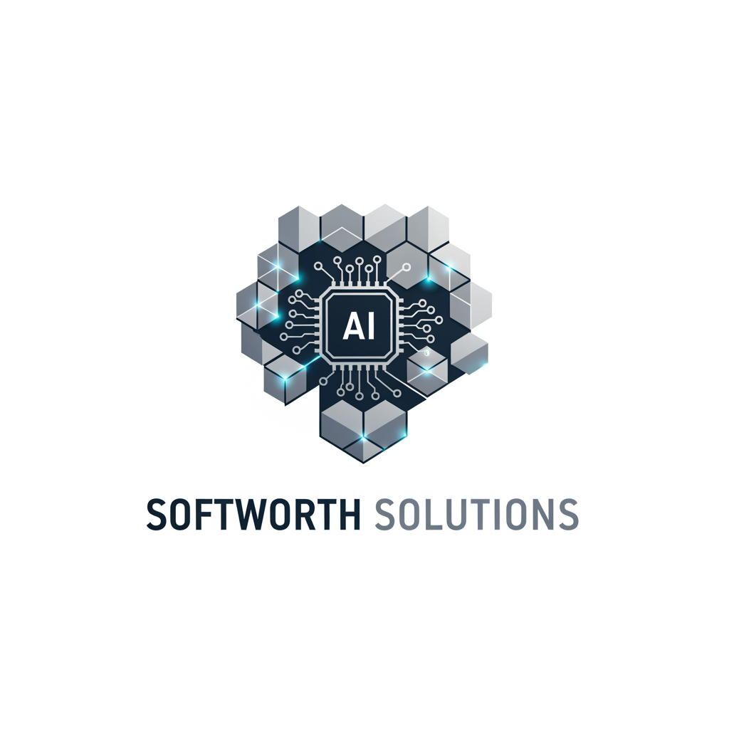 AI Design for https://softworthsolutions.com/ What We Do
Our AI Expertise
Comprehensive AI services designed to transform your business
Gen AI Applications
Custom AI applications tailored to your industry needs and workflows
Agentic AI
Autonomous AI agents that perform complex multi-step tasks and decision-making
RAG Implementation
Retrieval-Augmented Generation for enhanced AI knowledge systems
LLM OPS
Complete lifecycle management for Large Language Model deployments
AI Best Practices
Industry-proven methodologies for successful AI implementation REFER THE COMPANY AND SERVICE PROVIDE ME LOGO idea for this company i need clean corporate professional logo design for this company give me more logo idea i want more more professional logo please provide our service related more professional dont go with the letters please dont be too complicated i want geometric patterns like