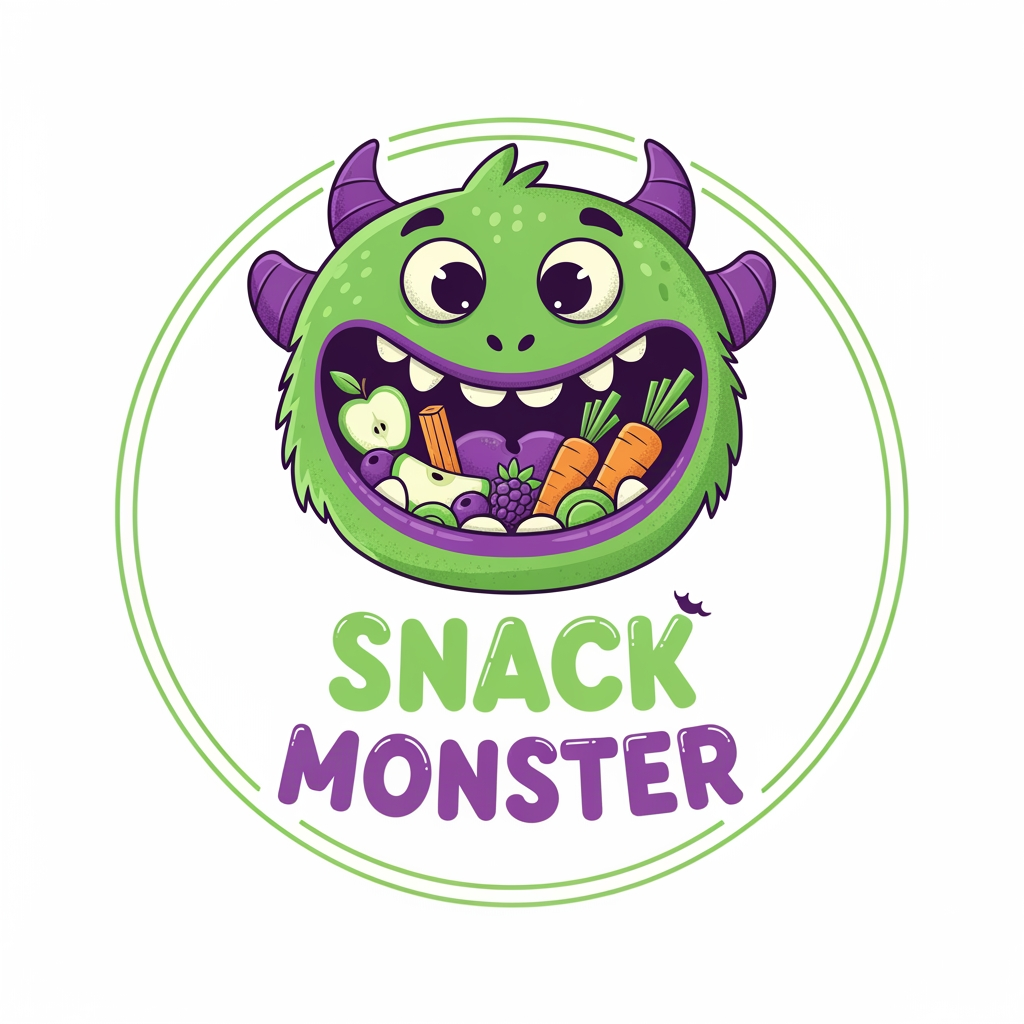 AI Design for generate a creative and quirky logo for a health snack brand called snack monster