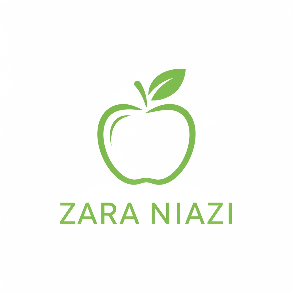 AI Design for NUTRIONAL LOGO FOR MY ASSESSMENT FORM ,add name zara niazi