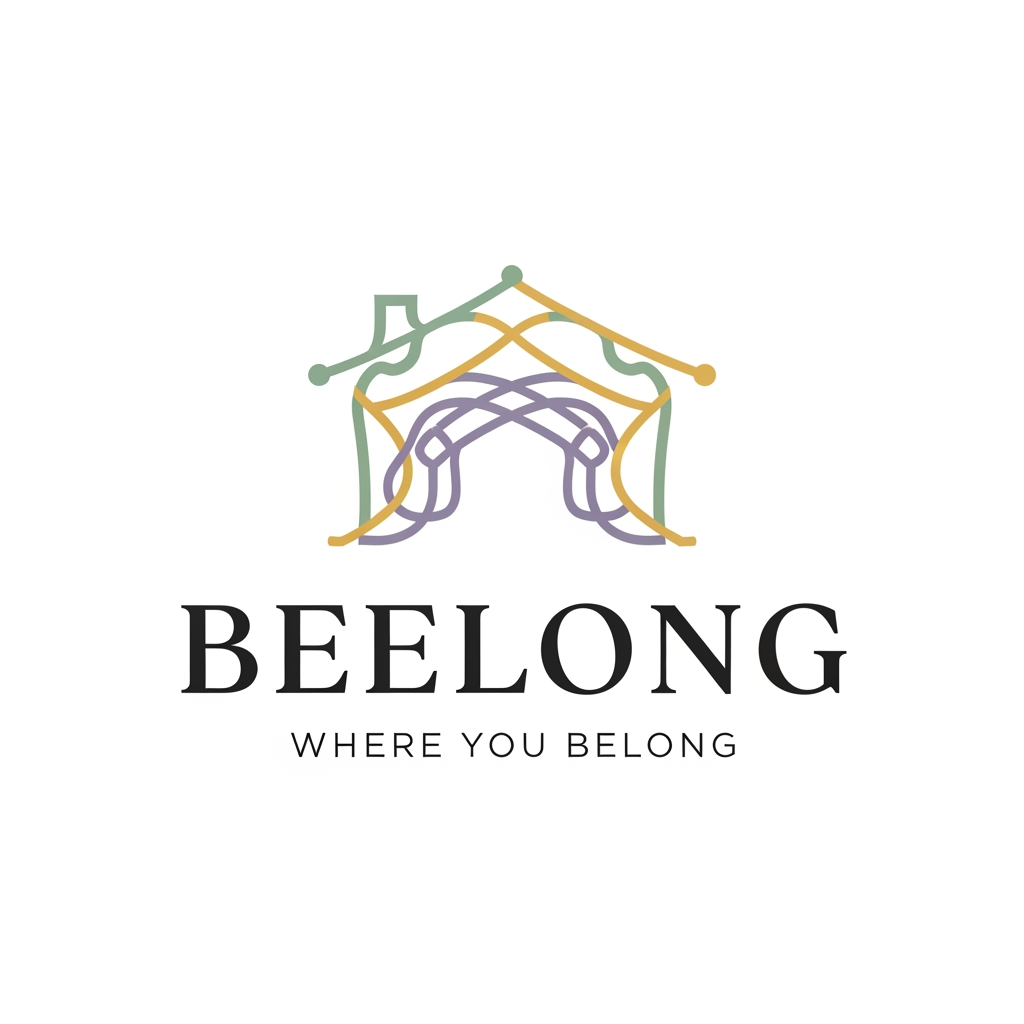 AI Design for create a logo with the brand name BEELONG without using the bee icon with the tagline where you belong which is visually appealing for senior users in the age group of 55-80