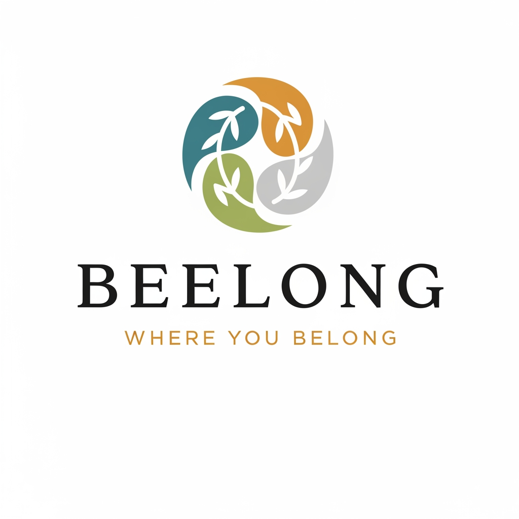 AI Design for create a logo with the brand name BEELONG without using the bee icon with the tagline where you belong which is visually appealing for senior users in the age group of 55-80