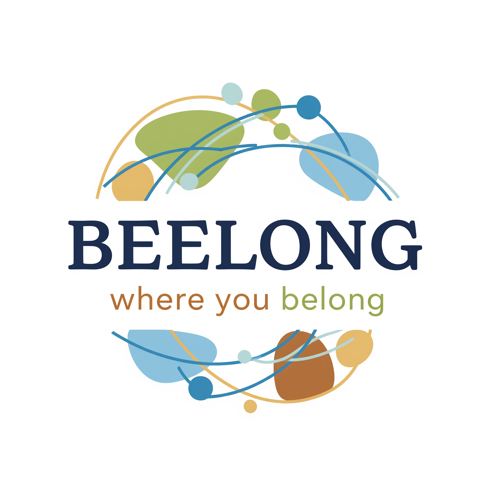AI Design for create a logo with the brand name BEELONG without using the bee icon with the tagline where you belong which is visually appealing for senior users in the age group of 55-80