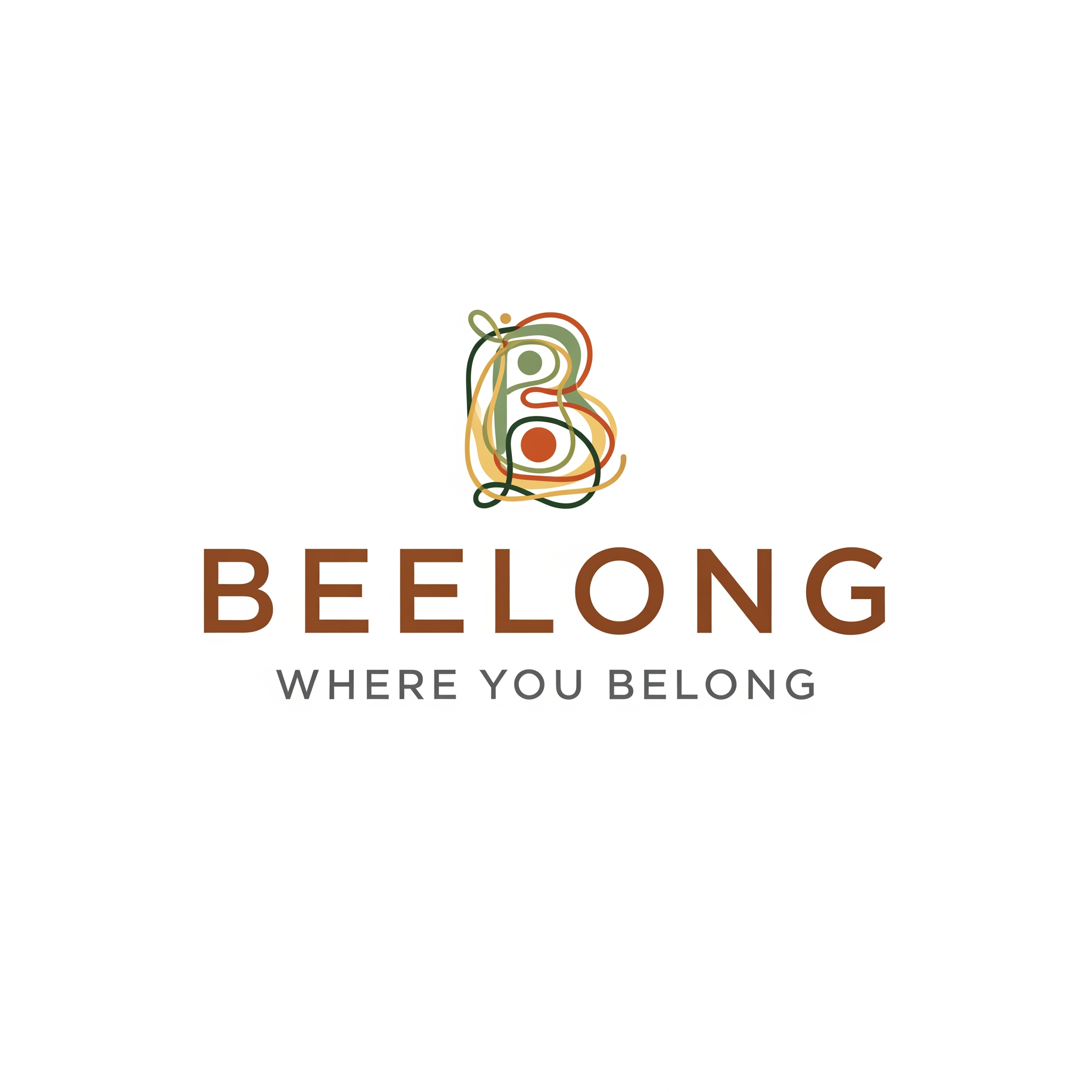 AI Design for create a logo with the brand name BEELONG without using the bee icon with the tagline where you belong which is visually appealing for senior users in the age group of 55-80