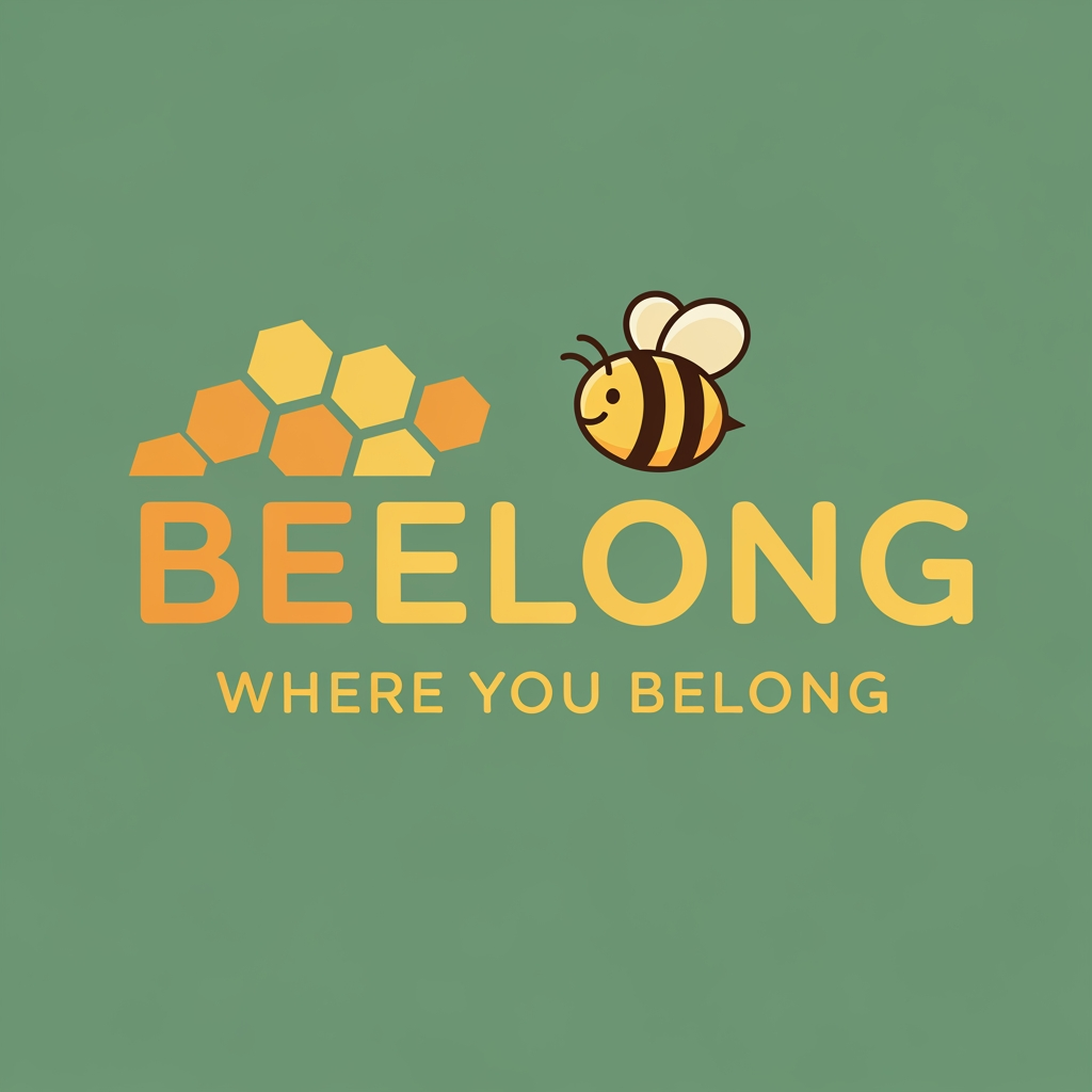 AI Design for create a logo with the brand name BEELONG with the tagline where you belong which is visually appealing for senior users in the age group of 55-80