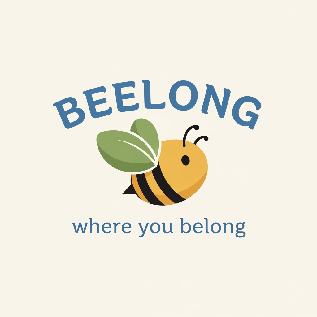 AI Design for create a logo with the brand name BEELONG with the tagline where you belong which is visually appealing for senior users in the age group of 55-80