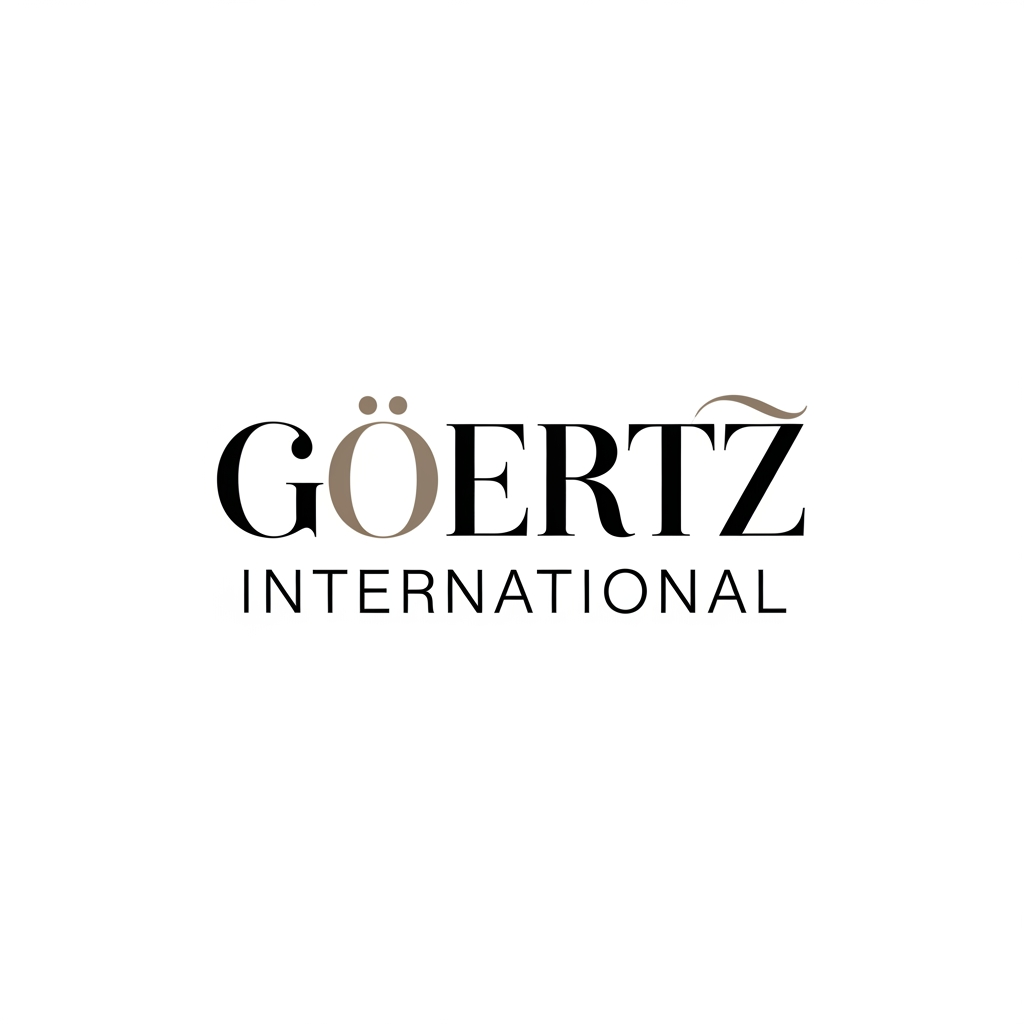 AI Design for Design a luxury editorial wordmark logo for “Goertz International”. The logo should feel like a contemporary fashion publication, luxury consulting agency and creative house combined. Use a custom high-fashion serif typeface with unique letterforms. The G should have a subtle distinctive feature that becomes a recognizable brand asset. Avoid script fonts, monograms and decorative ornaments. Large elegant spacing, refined proportions, sophisticated typography, black or deep taupe on white background. Similar sophistication to modern luxury brands and fashion editorials. Timeless, minimalist, highly recognizable, suitable for Instagram, website headers and premium print materials.
