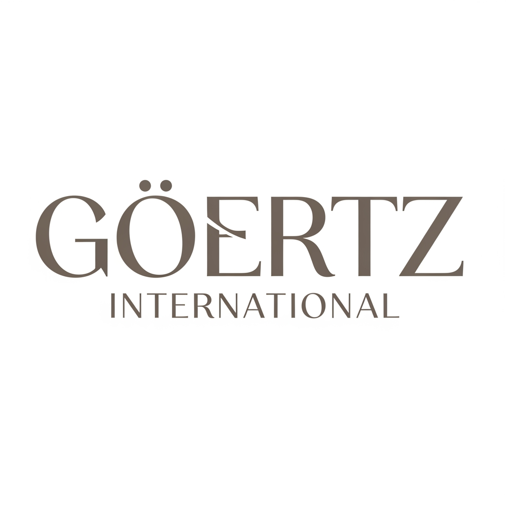 AI Design for Design a luxury editorial wordmark logo for “Goertz International”. The logo should feel like a contemporary fashion publication, luxury consulting agency and creative house combined. Use a custom high-fashion serif typeface with unique letterforms. The G should have a subtle distinctive feature that becomes a recognizable brand asset. Avoid script fonts, monograms and decorative ornaments. Large elegant spacing, refined proportions, sophisticated typography, black or deep taupe on white background. Similar sophistication to modern luxury brands and fashion editorials. Timeless, minimalist, highly recognizable, suitable for Instagram, website headers and premium print materials.