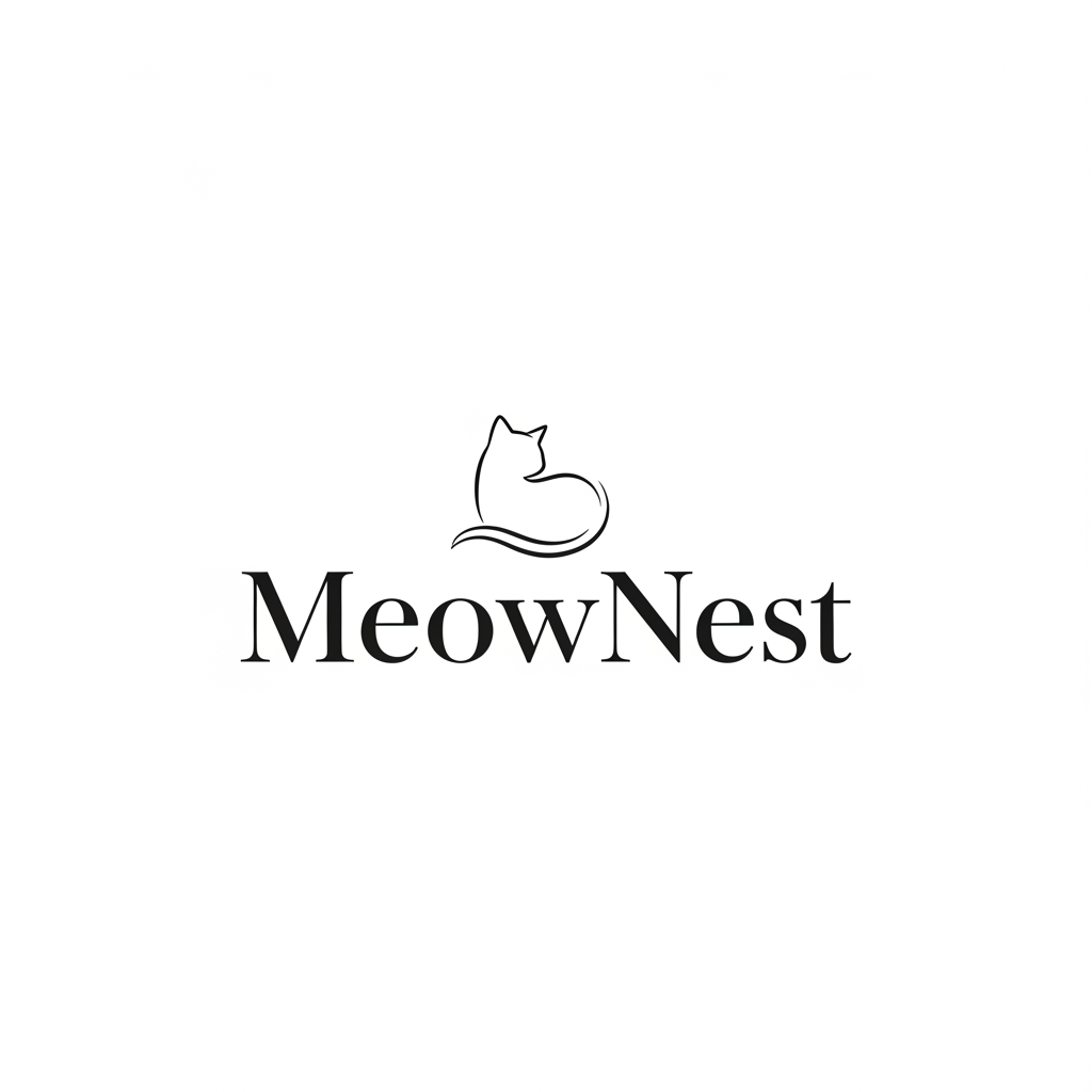 AI Design for MeowNest this is the name of my website. it is the cat sitter website. i need a logo for that. not illustration. i just want to care about nest as a safe home and typography.