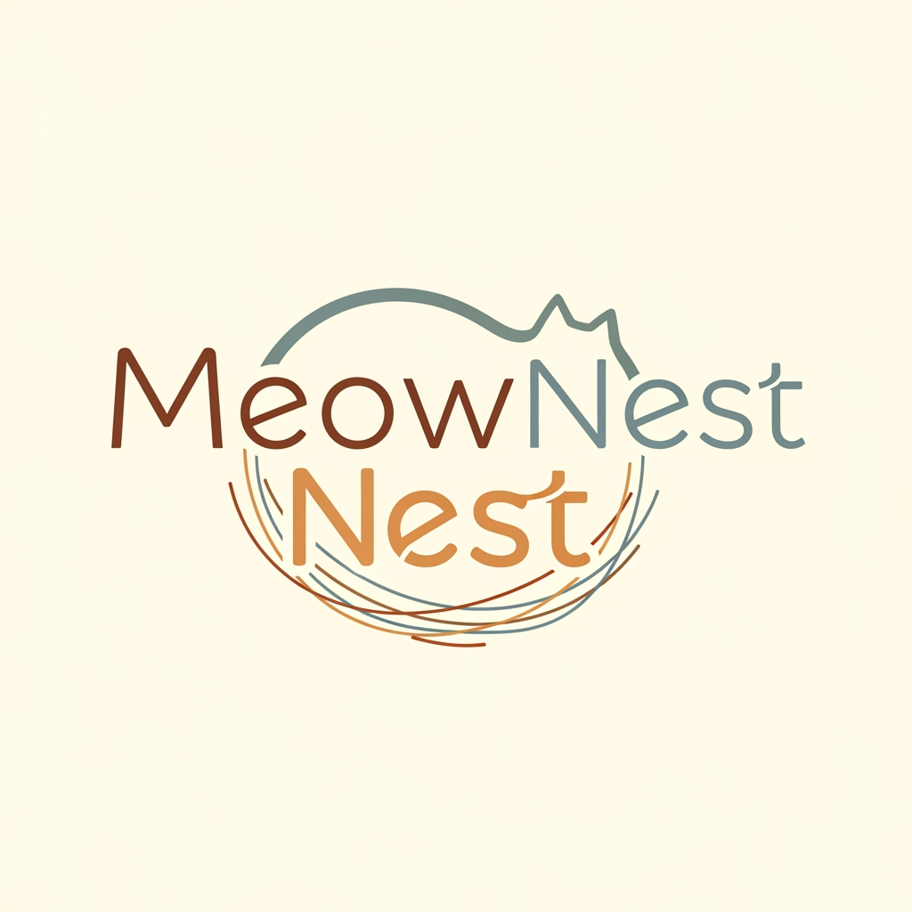 AI Design for MeowNest this is the name of my website. it is the cat sitter website. i need a logo for that. not illustration. i just want to care about nest as a safe home and typography.