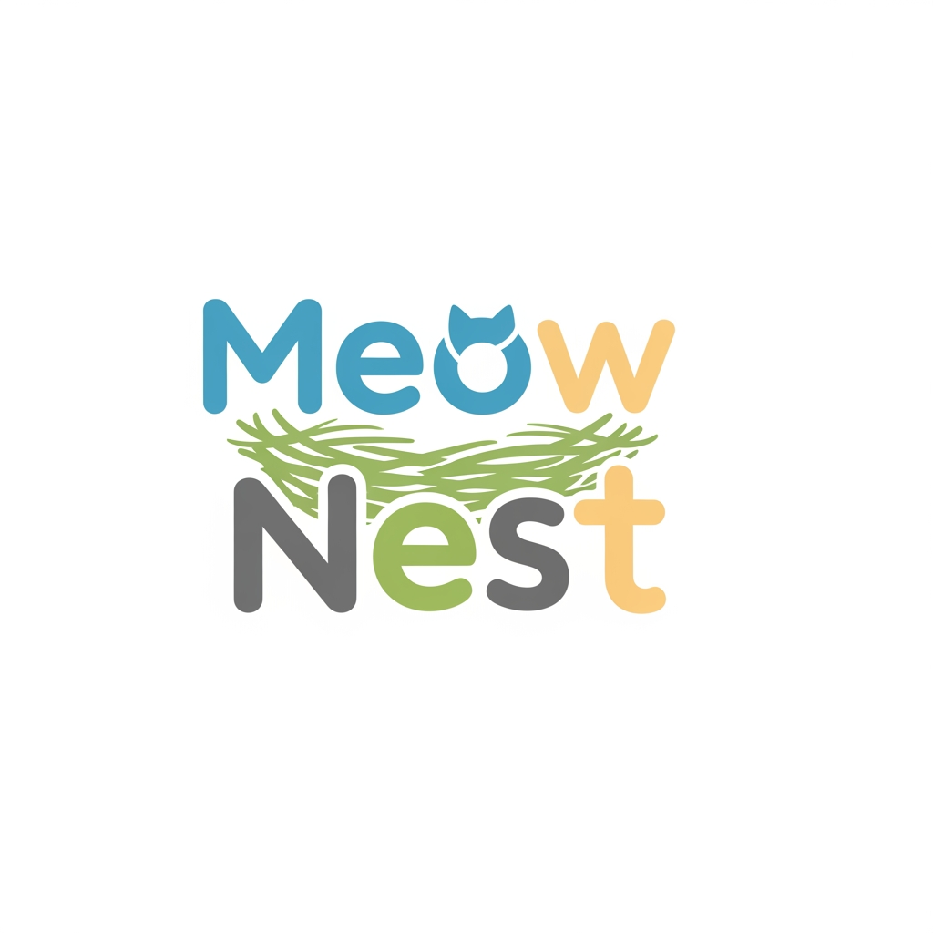 AI Design for MeowNest this is the name of my website. it is the cat sitter website. i need a logo for that. not illustration. i just want to care about nest as a safe home and typography.