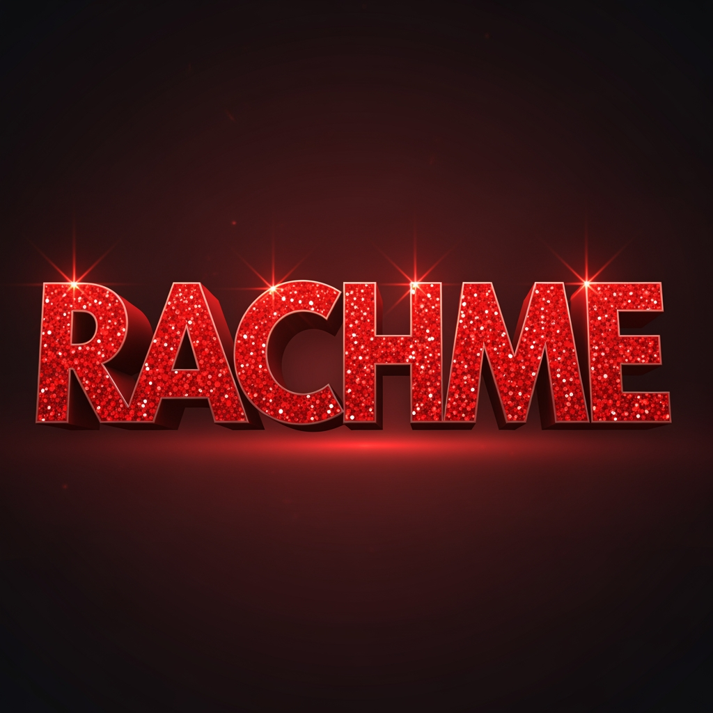 AI Design for need a logo with RACHME IN GLITERRY RED