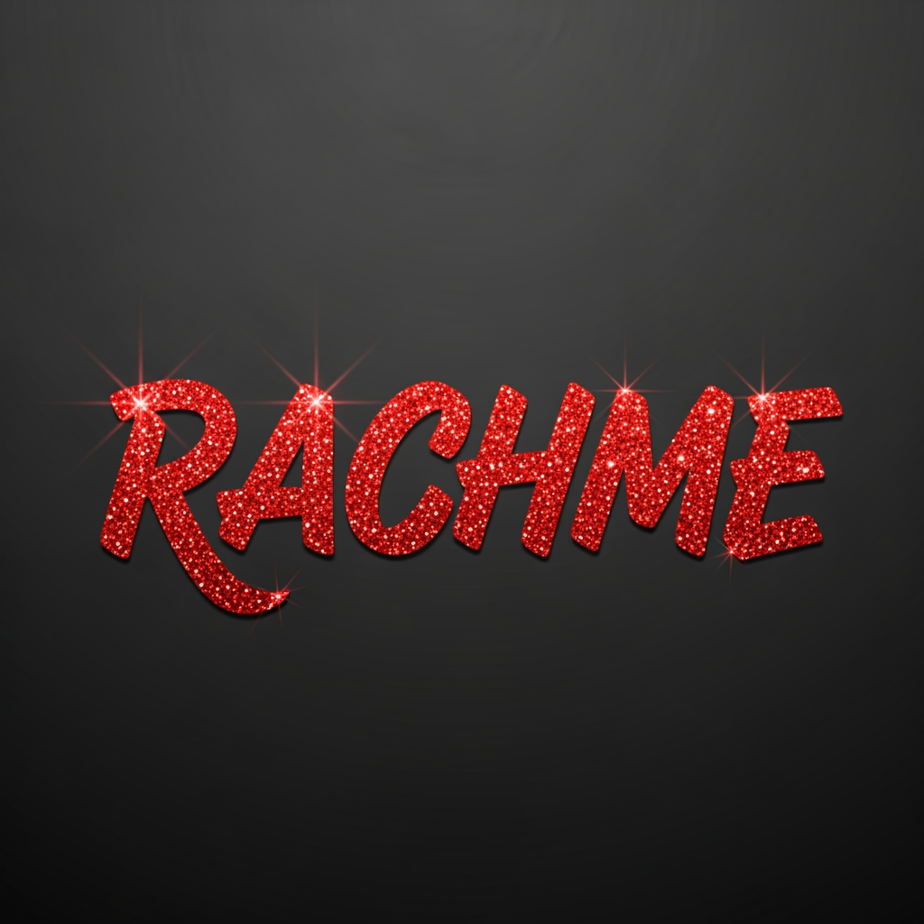 AI Design for need a logo with RACHME IN GLITERRY RED
